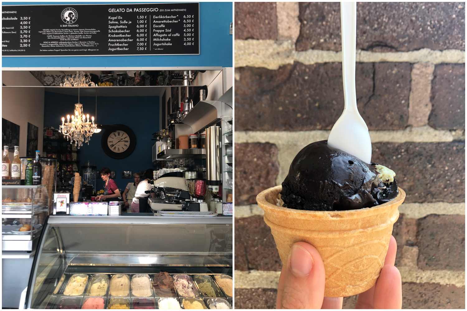 Pistazieneis und Schokosorbet in der Gelateria Cafeteria Süd | Mit ...